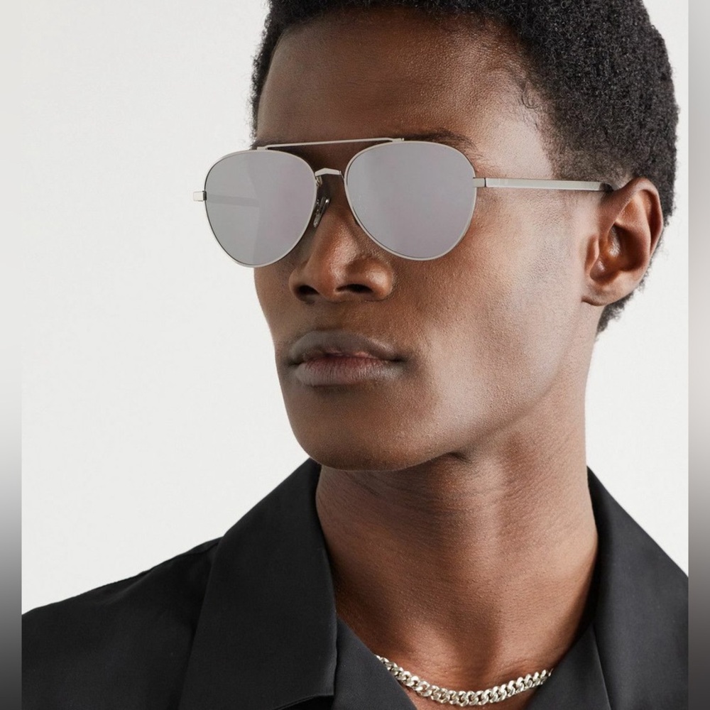 Authentic Givenchy Silver Aviator Sunglasses with… - image 1